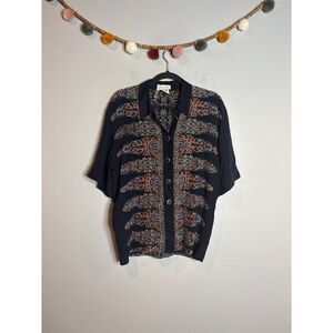 Laurel silk patterned button down shirt